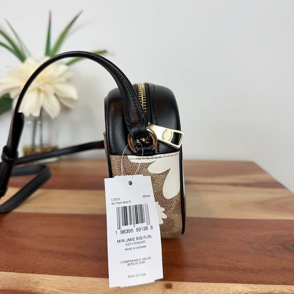 NWT Coach Mini Jamie Camera Bag In Signature Canvas With‎ Floral Print - Picture 3 of 7